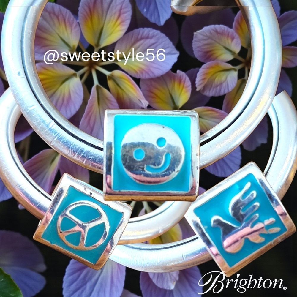 BRIGHTON "Trillion" Turquoise And Silver Happy, Peace, Dove Charm BOHEMIAN!